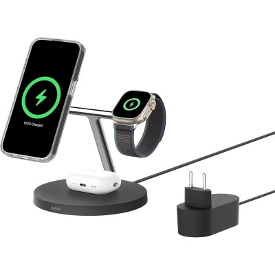 Зарядний пристрій бездротовий Belkin 3в1 Magnetic Pad Qi2 15Вт, чорний (WIZ032KQBK) Зарядний пристрій бездротовий Belkin 3в1 Magnetic Pad Qi2 15Вт, чорний (WIZ032KQBK)