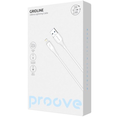 Кабель Proove GridLine USB to Lightning 2.4A (1m) white (CCGL12001102)