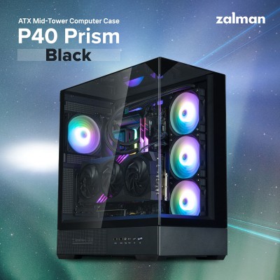 Корпус Zalman P40 Prism без БЖ, 2xUSB3.0, 1xUSBType-C, 1x120мм ARGB, VGA 420мм, LCS ready, TG 3x Panels, ATX, чорний (P40PRISMBL Корпус Zalman P40 Prism без БЖ, 2xUSB3.0, 1xUSBType-C, 1x120мм ARGB, VGA 420мм, LCS ready, TG 3x Panels, ATX, чорний (P40PRISMBL