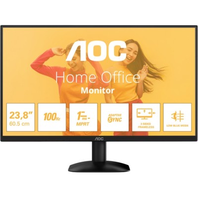 Монiтор AOC 23.8" 24B35HM2 VA FHD 100Hz VGA HDMI Black