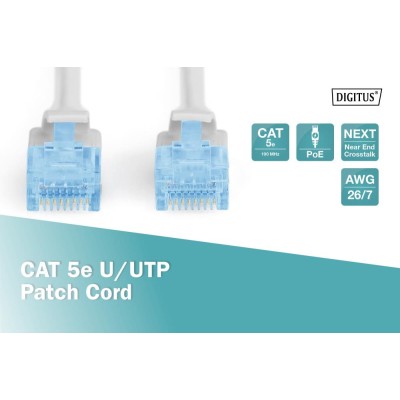 Патч-корд CAT 5e U-UTP, Cu, PVC AWG 26/7, довжина 5 м, колір сірий DK-1511-050 DIGITUS by ASSMANN
