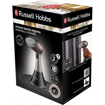 Відпарювач Russell Hobbs компактний Steam Genie Aroma, 1800Вт, 200мл, постійна пара - 32гр, керам. підошва, чорно-коричневий (28