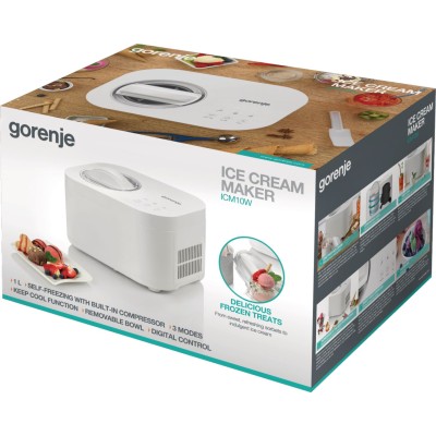 Морозивниця Gorenje 100Вт, чаша-1л, час приготув.-30мін, пластик, білий (ICM10W)