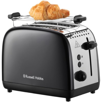 Тостер Russell Hobbs Colours Plus 1600Вт, підігрів, розморожування, метал., чорний (26550-56)