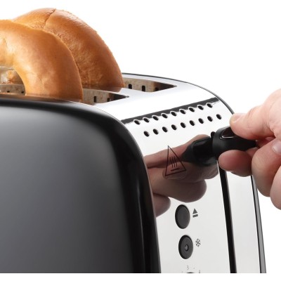 Тостер Russell Hobbs Colours Plus 1600Вт, підігрів, розморожування, метал., чорний (26550-56)