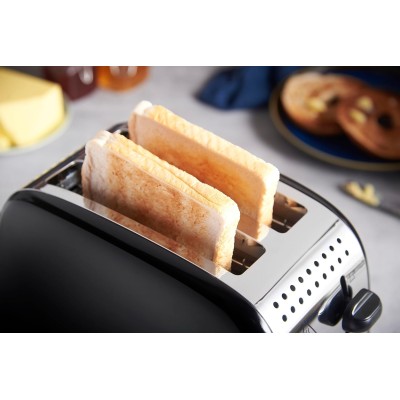 Тостер Russell Hobbs Colours Plus 1600Вт, підігрів, розморожування, метал., чорний (26550-56)
