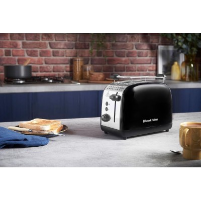 Тостер Russell Hobbs Colours Plus 1600Вт, підігрів, розморожування, метал., чорний (26550-56)