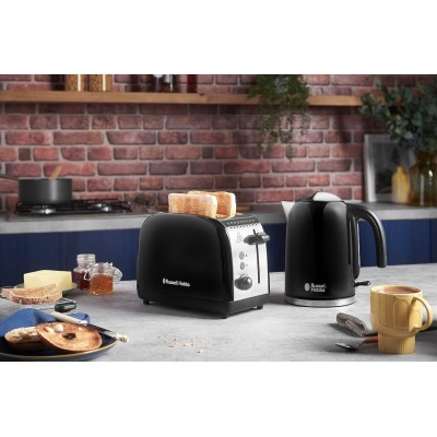 Тостер Russell Hobbs Colours Plus 1600Вт, підігрів, розморожування, метал., чорний (26550-56)