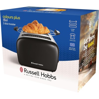 Тостер Russell Hobbs Colours Plus 1600Вт, підігрів, розморожування, метал., чорний (26550-56)