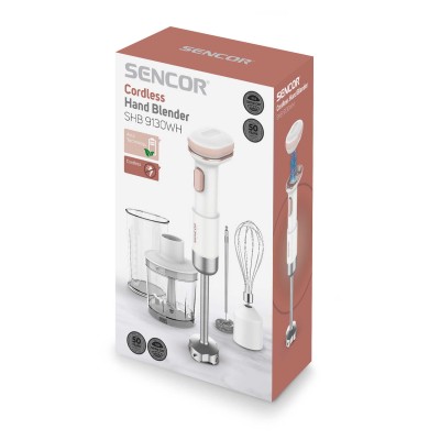 Блендер Sencor заглибний Pulse, 180Вт, 4в1, чаша-700мл, безпровідний, USB-C, капучинатор, біло-рожевий (SHB9130WH) Блендер Sencor заглибний Pulse, 180Вт, 4в1, чаша-700мл, безпровідний, USB-C, капучинатор, біло-рожевий (SHB9130WH)