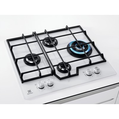 Варильна поверхня Electrolux газова на склі, 60см, чавун, білий (GME363NV)