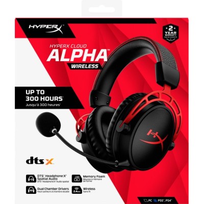 Гарнітура ігрова HyperX Cloud Alpha WL/USB-A, чорно-червоний (4P5D4AA)