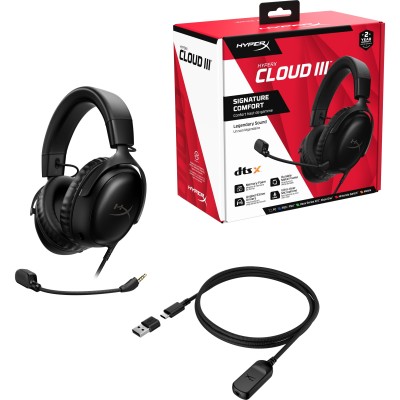 Гарнітура ігрова HyperX Cloud III, mini-jack/USB-A/USB-C, 1.2м/1.3м, чорний (727A8AA) Гарнітура ігрова HyperX Cloud III, mini-jack/USB-A/USB-C, 1.2м/1.3м, чорний (727A8AA)