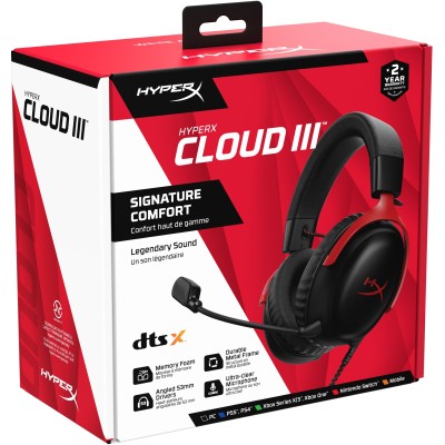 Гарнітура ігрова HyperX Cloud III, mini-jack/USB-A/USB-C, 1.2м/1.3м, чорно-червоний (727A9AA) Гарнітура ігрова HyperX Cloud III, mini-jack/USB-A/USB-C, 1.2м/1.3м, чорно-червоний (727A9AA)