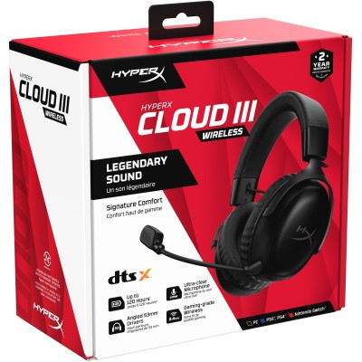 Гарнітура ігрова HyperX Cloud III, WL/USB-A/USB-C, чорний (77Z45AA) Гарнітура ігрова HyperX Cloud III, WL/USB-A/USB-C, чорний (77Z45AA)