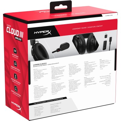 Гарнітура ігрова HyperX Cloud III, WL/USB-A/USB-C, чорний (77Z45AA) Гарнітура ігрова HyperX Cloud III, WL/USB-A/USB-C, чорний (77Z45AA)