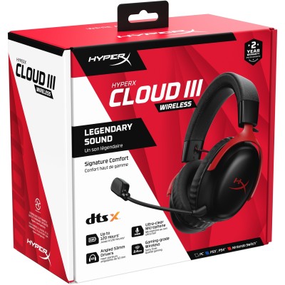 Гарнітура ігрова HyperX Cloud III, WL/USB-A/USB-C, чорно-червоний (77Z46AA) Гарнітура ігрова HyperX Cloud III, WL/USB-A/USB-C, чорно-червоний (77Z46AA)