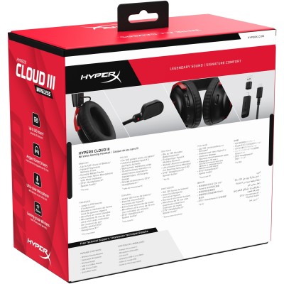Гарнітура ігрова HyperX Cloud III, WL/USB-A/USB-C, чорно-червоний (77Z46AA) Гарнітура ігрова HyperX Cloud III, WL/USB-A/USB-C, чорно-червоний (77Z46AA)