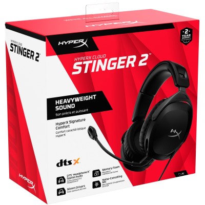 Гарнітура ігрова HyperX Cloud Stinger 2, mini-jack/dual 3.5мм, 2м/0.15м, чорний (519T1AA)