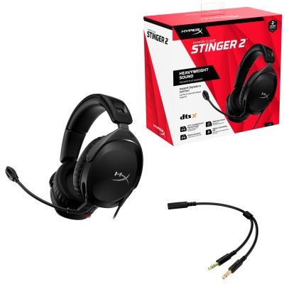 Гарнітура ігрова HyperX Cloud Stinger 2, mini-jack/dual 3.5мм, 2м/0.15м, чорний (519T1AA)