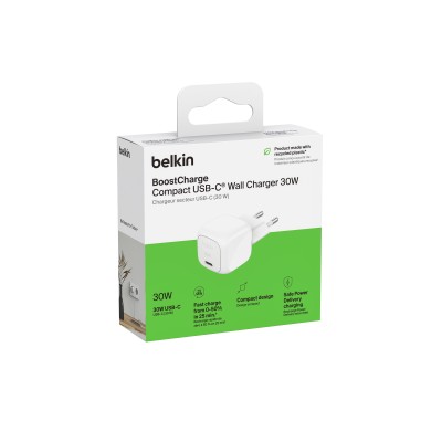 Зарядний пристрій мережевий Belkin 30Вт USB-С PD PPS, білий Зарядний пристрій мережевий Belkin 30Вт USB-С PD PPS, білий
