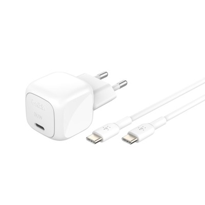 Зарядний пристрій мережевий Belkin 30Вт USB-С PD PPS, кабель USB-С > USB-C, 1м, PVC, білий Зарядний пристрій мережевий Belkin 30Вт USB-С PD PPS, кабель USB-С > USB-C, 1м, PVC, білий