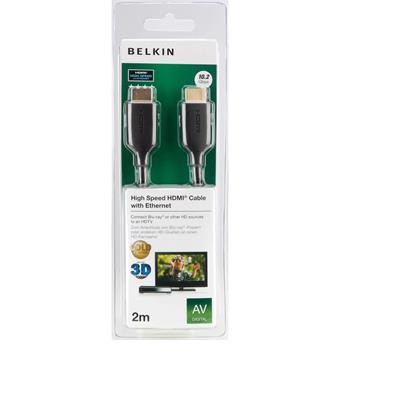 Кабель HDMI (M/M) Belkin 2м, High Speed Ethernet, чорний (F3Y021bt2M) Кабель HDMI (M/M) Belkin 2м, High Speed Ethernet, чорний (F3Y021bt2M)