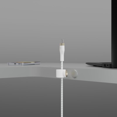 Кабель USB-C > USB-C заряджання/синхронізації Belkin 1м, 60Вт, Type-C, плетений, силіконовий, з ремінцем на магніті, білий (CAB0 Кабель USB-C > USB-C заряджання/синхронізації Belkin 1м, 60Вт, Type-C, плетений, силіконовий, з ремінцем на магніті, білий (CAB0