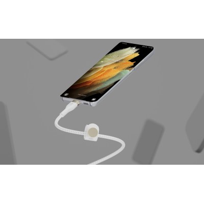 Кабель USB-C > USB-C заряджання/синхронізації Belkin 1м, 60Вт, Type-C, плетений, силіконовий, з ремінцем на магніті, білий (CAB0 Кабель USB-C > USB-C заряджання/синхронізації Belkin 1м, 60Вт, Type-C, плетений, силіконовий, з ремінцем на магніті, білий (CAB0