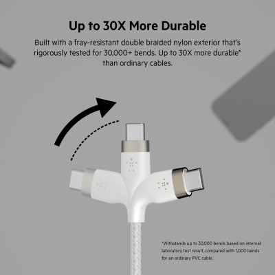 Кабель USB-C > USB-C заряджання/синхронізації Belkin 1м, 60Вт, Type-C, плетений, силіконовий, з ремінцем на магніті, білий (CAB0 Кабель USB-C > USB-C заряджання/синхронізації Belkin 1м, 60Вт, Type-C, плетений, силіконовий, з ремінцем на магніті, білий (CAB0