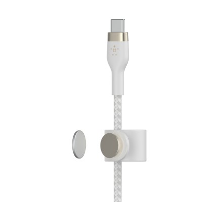 Кабель USB-C > USB-C заряджання/синхронізації Belkin 1м, 60Вт, Type-C, плетений, силіконовий, з ремінцем на магніті, білий (CAB0 Кабель USB-C > USB-C заряджання/синхронізації Belkin 1м, 60Вт, Type-C, плетений, силіконовий, з ремінцем на магніті, білий (CAB0