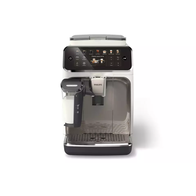 Кавомашина Philips Series 4400 LatteGo, 1.8л, зерно+мелена, автомат.капуч, дисплей, авторецептів -12, біло-срібна (EP4443/70)