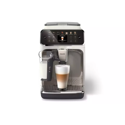 Кавомашина Philips Series 4400 LatteGo, 1.8л, зерно+мелена, автомат.капуч, дисплей, авторецептів -12, біло-срібна (EP4443/70)