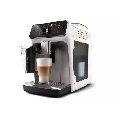 Кавомашина Philips Series 4400 LatteGo, 1.8л, зерно+мелена, автомат.капуч, дисплей, авторецептів -12, біло-срібна (EP4443/70)