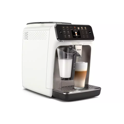 Кавомашина Philips Series 4400 LatteGo, 1.8л, зерно+мелена, автомат.капуч, дисплей, авторецептів -12, біло-срібна (EP4443/70)