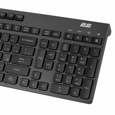 Клавіатура мембранна 2E KS280 120key, WL/BT, EN/UK, silent, чорно-сіра (2E-KS280WBGR_UA)