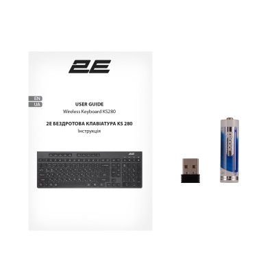 Клавіатура мембранна 2E KS280 120key, WL/BT, EN/UK, silent, чорно-сіра (2E-KS280WBGR_UA)