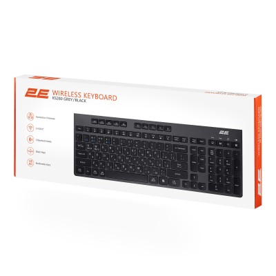 Клавіатура мембранна 2E KS280 120key, WL/BT, EN/UK, silent, чорно-сіра (2E-KS280WBGR_UA)