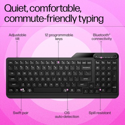 Клавіатура мембранна HP 460 Multi-Device key, BT, EN/UK, чорний Клавіатура мембранна HP 460 Multi-Device key, BT, EN/UK, чорний