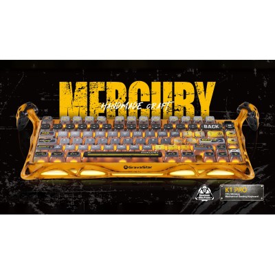 Клавіатура механічна GravaStar Mercury K1 Pro 80keys, GravaStar x Kailh Speedy Mint, BT/WL/USB, жовтий