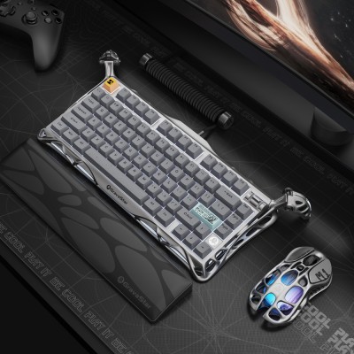 Клавіатура механічна GravaStar Mercury K1 Pro 80keys, GravaStar x Kailh Speedy Mint, EN/UKR, BT/WL/USB, сірий Клавіатура механічна GravaStar Mercury K1 Pro 80keys, GravaStar x Kailh Speedy Mint, EN/UKR, BT/WL/USB, сірий