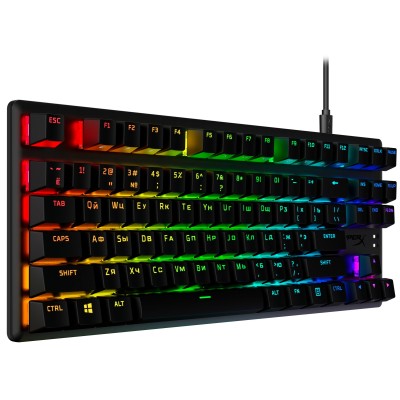 Клавіатура механічна HyperX Alloy Origins Core PBT 87key, AqUK, USB-A, EN/UA, RGB, чорний (639N9AA)