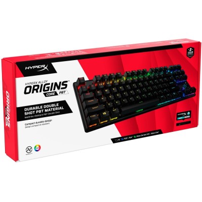 Клавіатура механічна HyperX Alloy Origins Core PBT 87key, AqUK, USB-A, EN/UA, RGB, чорний (639N9AA)