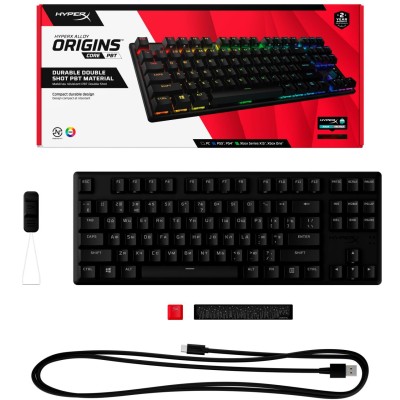 Клавіатура механічна HyperX Alloy Origins Core PBT 87key, AqUK, USB-A, EN/UA, RGB, чорний (639N9AA)