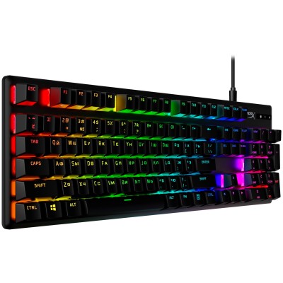 Клавіатура механічна HyperX Alloy Origins PBT 104key, AqUK, USB-A, EN/RU, RGB, чорний (639N5AA)