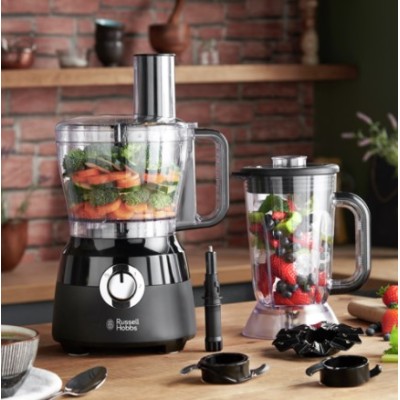 Кухонна машина Russell Hobbs Matte Black 600Вт, чаша-пластик, корпус-пластик, насадок-9, чорний (24732-56)