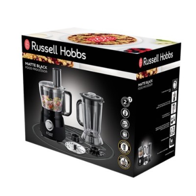 Кухонна машина Russell Hobbs Matte Black 600Вт, чаша-пластик, корпус-пластик, насадок-9, чорний (24732-56)