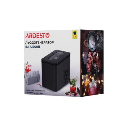 Льодогенератор побутовий ARDESTO, 12кг/добу, 1.8л, чорний