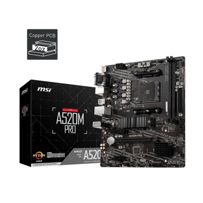 Материнcька плата MSI A520M PRO sAM4 A520 2xDDR4 M.2 HDMI DVI DP mATX (911-7D14-020)