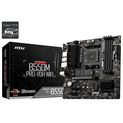 Материнcька плата MSI B550M PRO-VDH WIFI sAM4 B550 4xDDR4 M.2 HDMI D-Sub WiFi BT mATX (911-7C95-081)